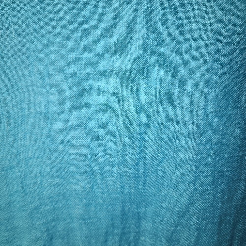 Harris Cotton Medium Linen Cover up Dress Fringe Aqua Blue Fringe Medium - Picture 3 of 7